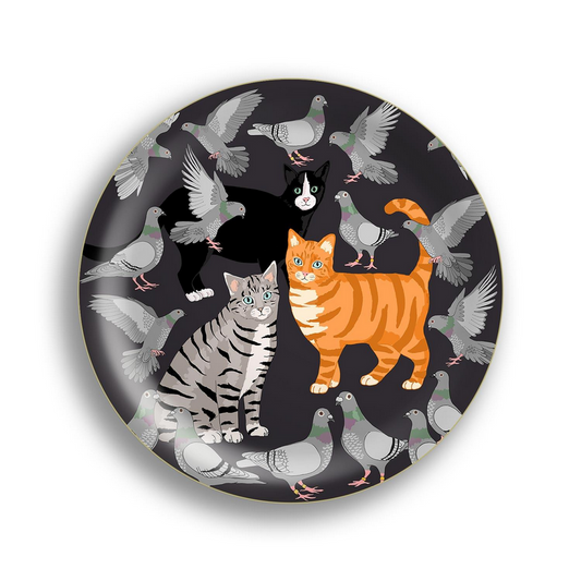 Cat Amongst The Pigeons Birch Wood Mini 4.5" Tray