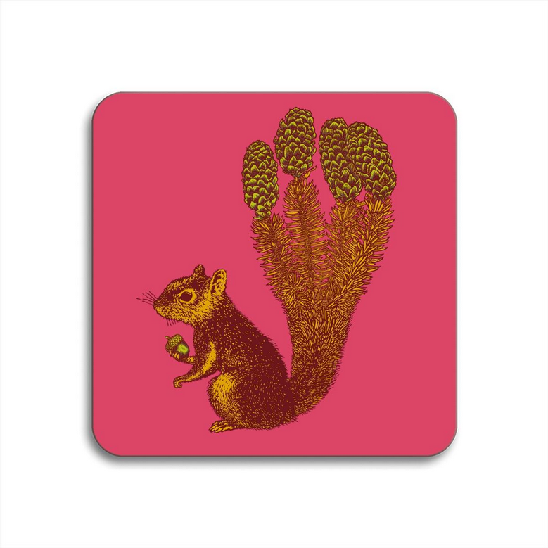 Squirrel 4" Square Coaster