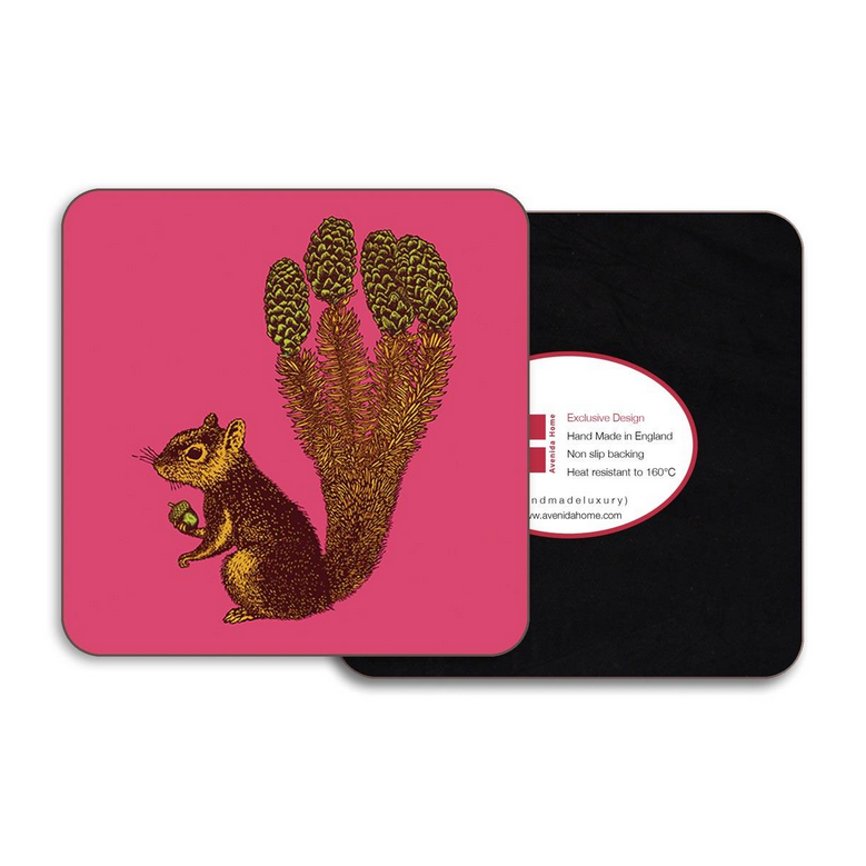 Squirrel 4" Square Coaster