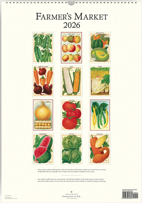 Farmers Market 2026 Wall Calendar