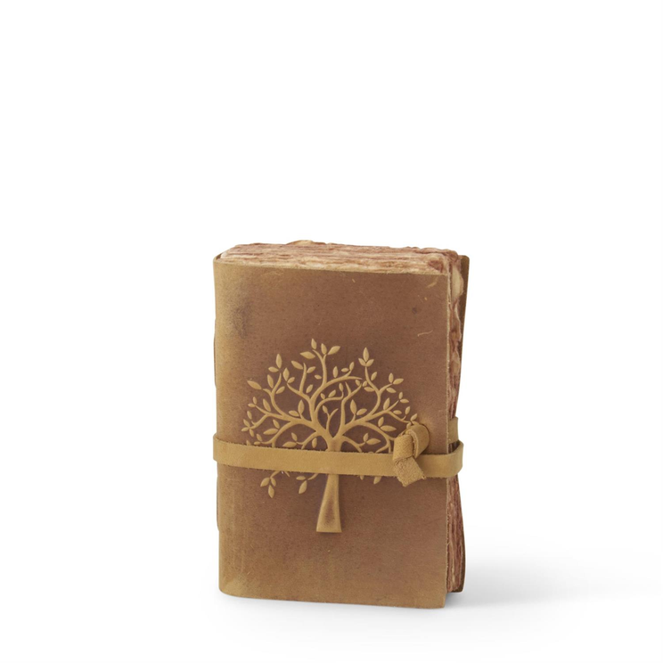 6" Leather Tree Embossed Handcrafted Deckle Edge