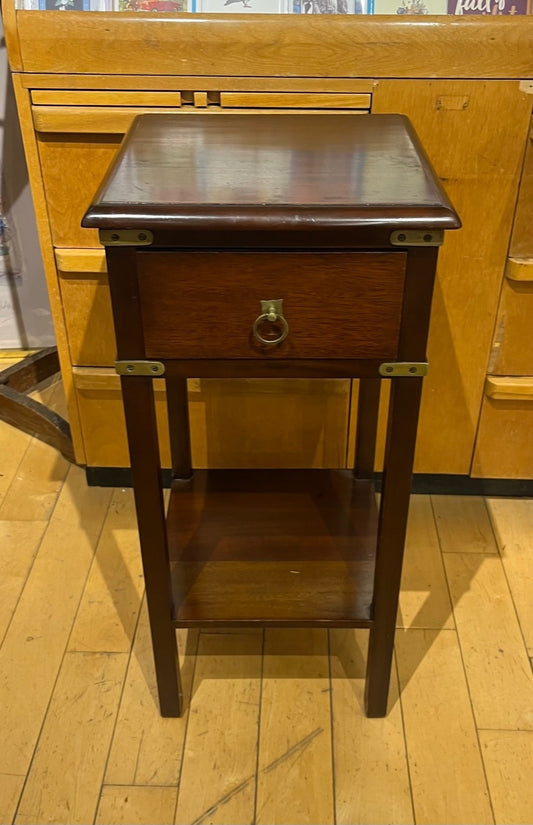 Mahogany Side Table with Drawer & Shelf