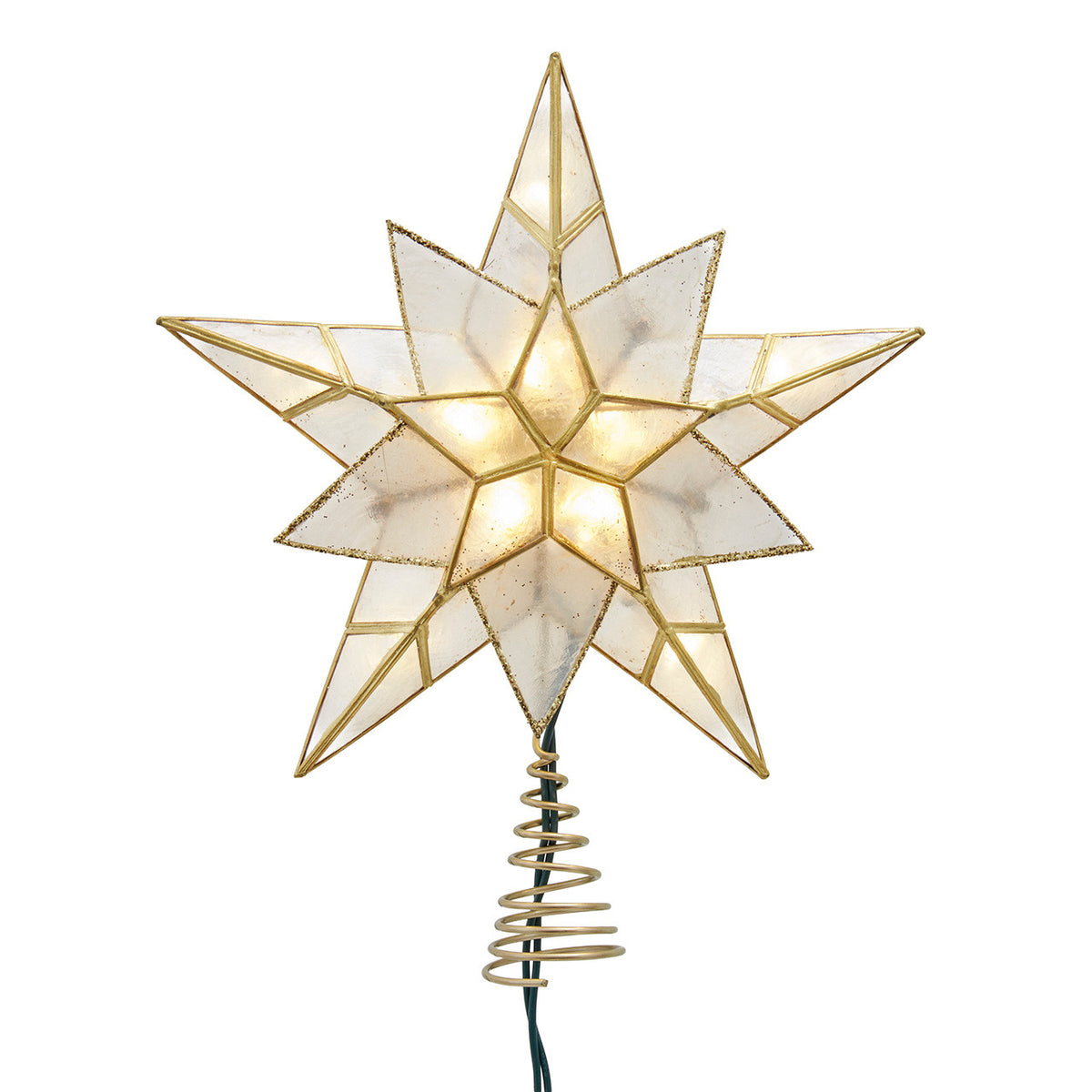 5-Point Gold Glittered Capiz Star Tree Topper