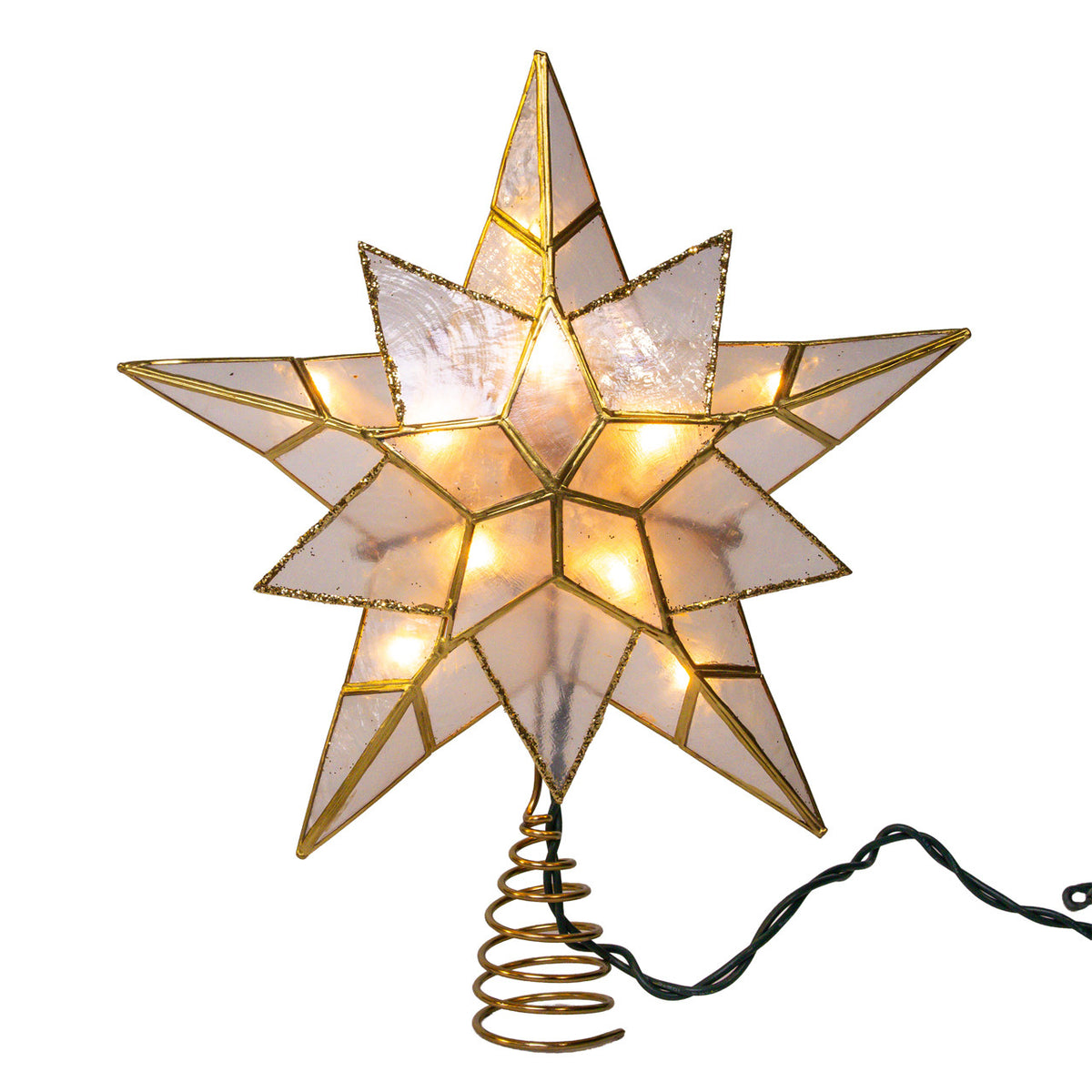 5-Point Gold Glittered Capiz Star Tree Topper