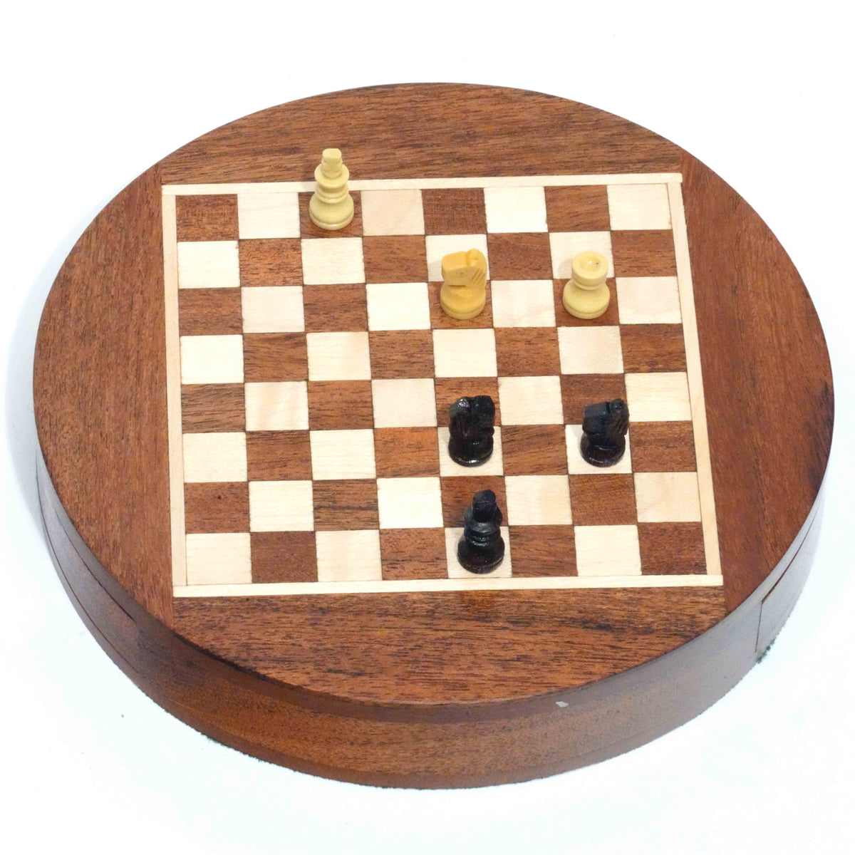 6" WOOD CHESS MAGNETIC ROUND
