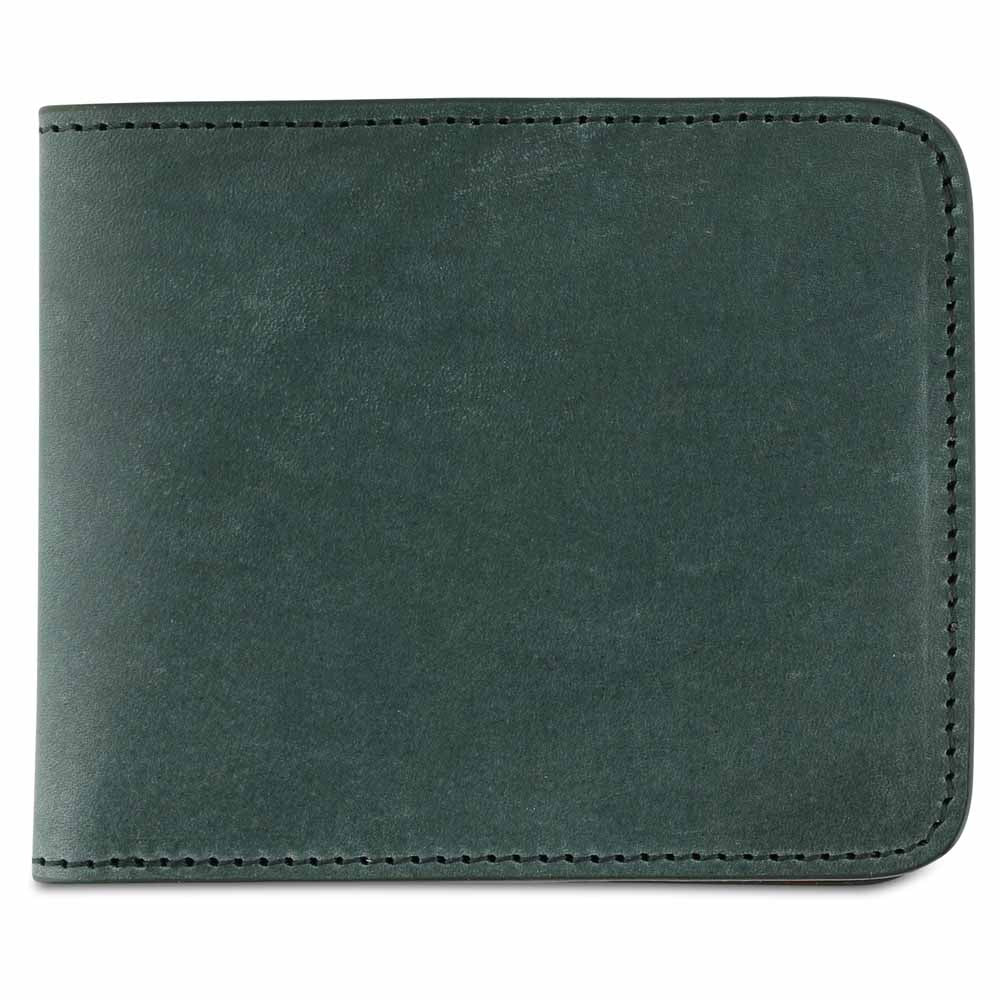 Leather Billfold Wallet - Green / Cognac
