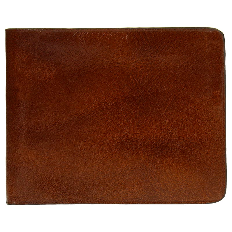 Leather Billfold Wallet - Light Brown / Orange