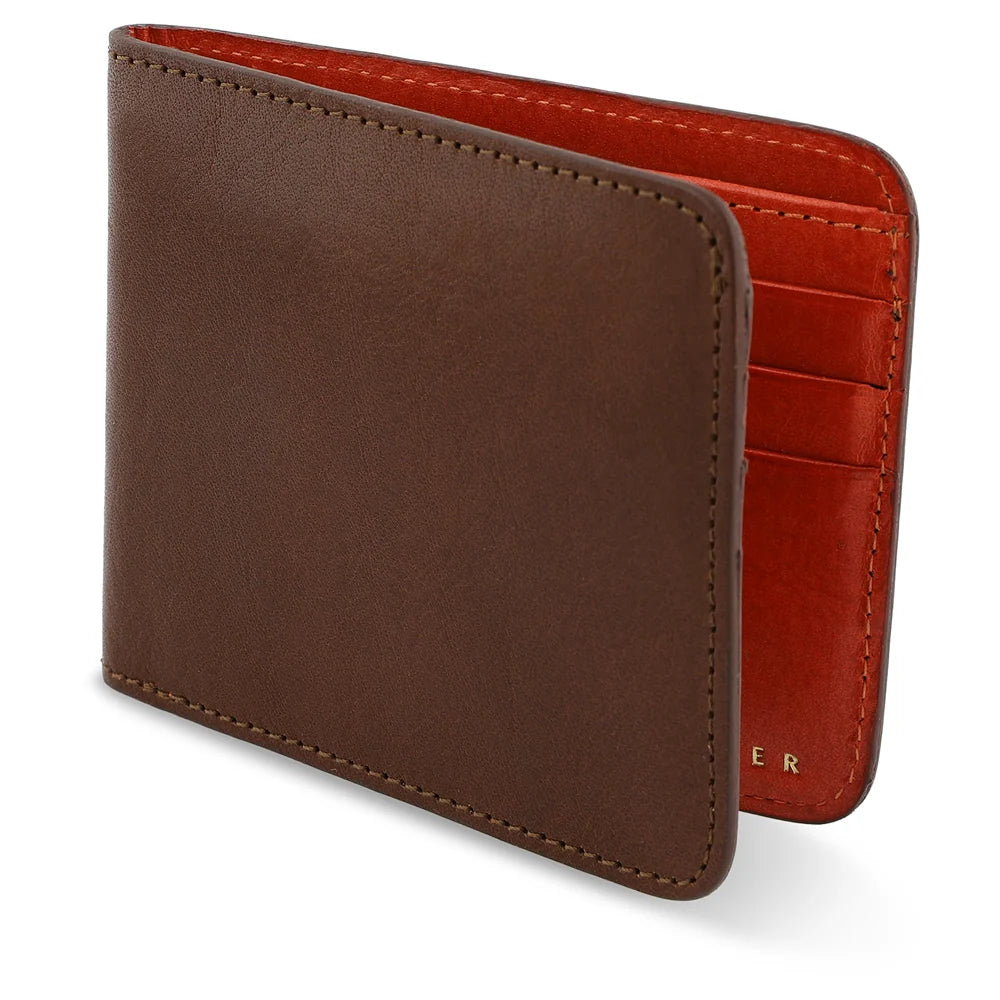 Leather Billfold Wallet - Light Brown / Orange
