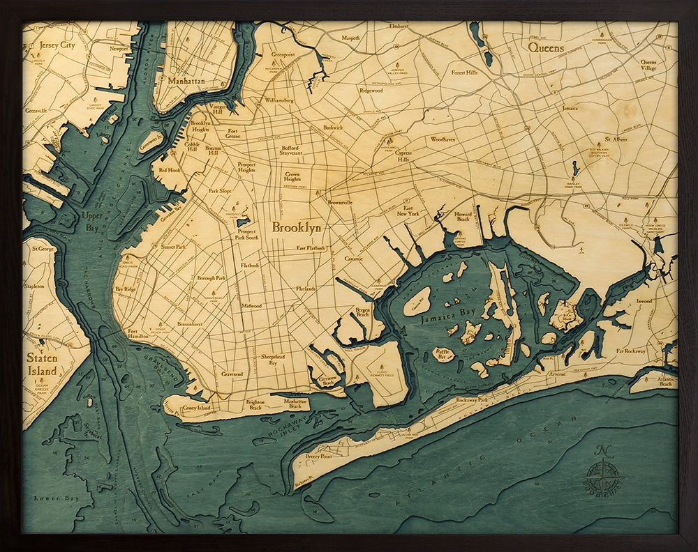 Brooklyn Wood Nautical Chart