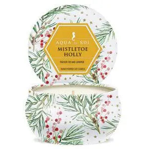 Mistletoe & Holly 4oz Aqua De Soi Candle Tin