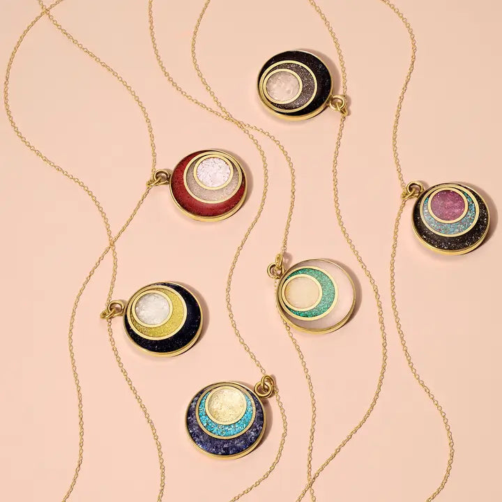 Spiral Gemstone Inlay Necklace