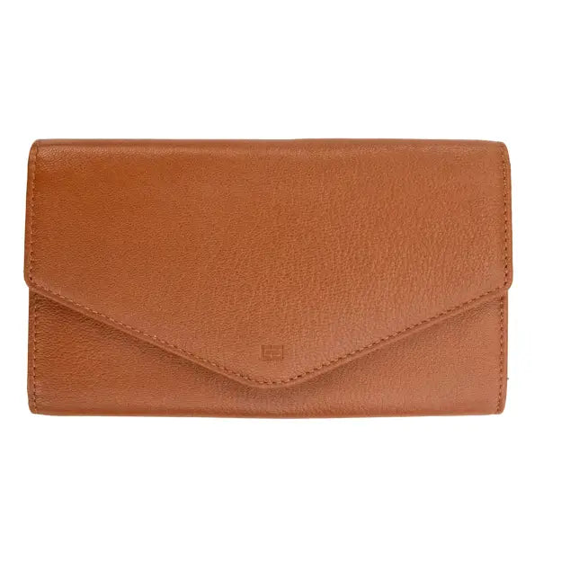 Cognac Donna Leather Envelope RFID Wallet