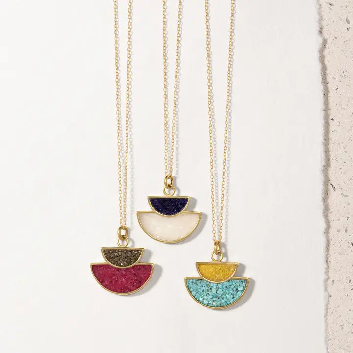 New Moon Duo Gemstone Pendant Necklace