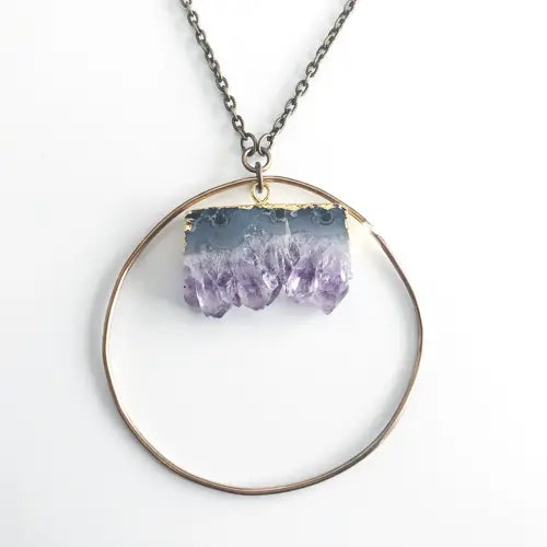 Amethyst & Circle Necklace