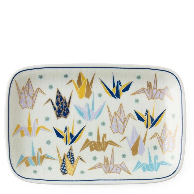 Origami Cranes 6.5" X 4.25" Plate - Blue
