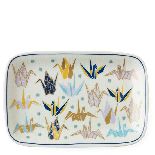 Origami Cranes 6.5" X 4.25" Plate - Blue