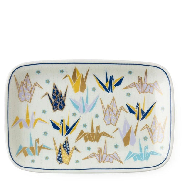 Origami Cranes 6.5" X 4.25" Plate - Blue