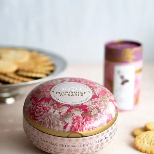 "Ecrin Trésor" Apricot Shortbread Cookies Round Tin