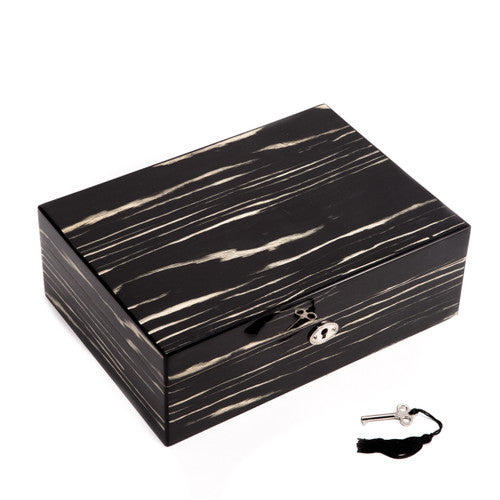 Black & White Wood Finish Jewelry Box