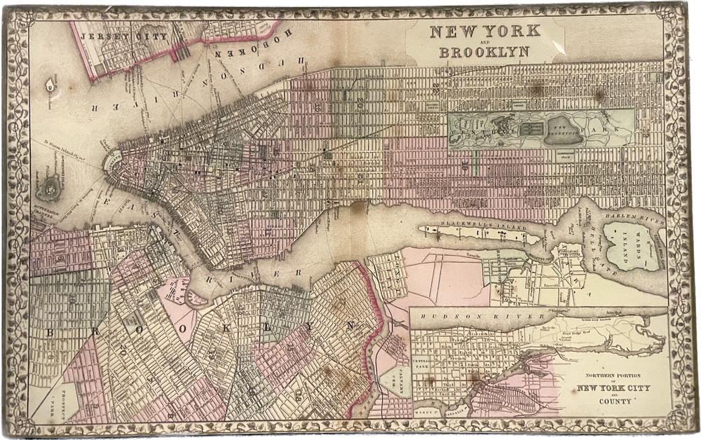 NY & Brooklyn with Border Decoupage Tray 5" x 8"