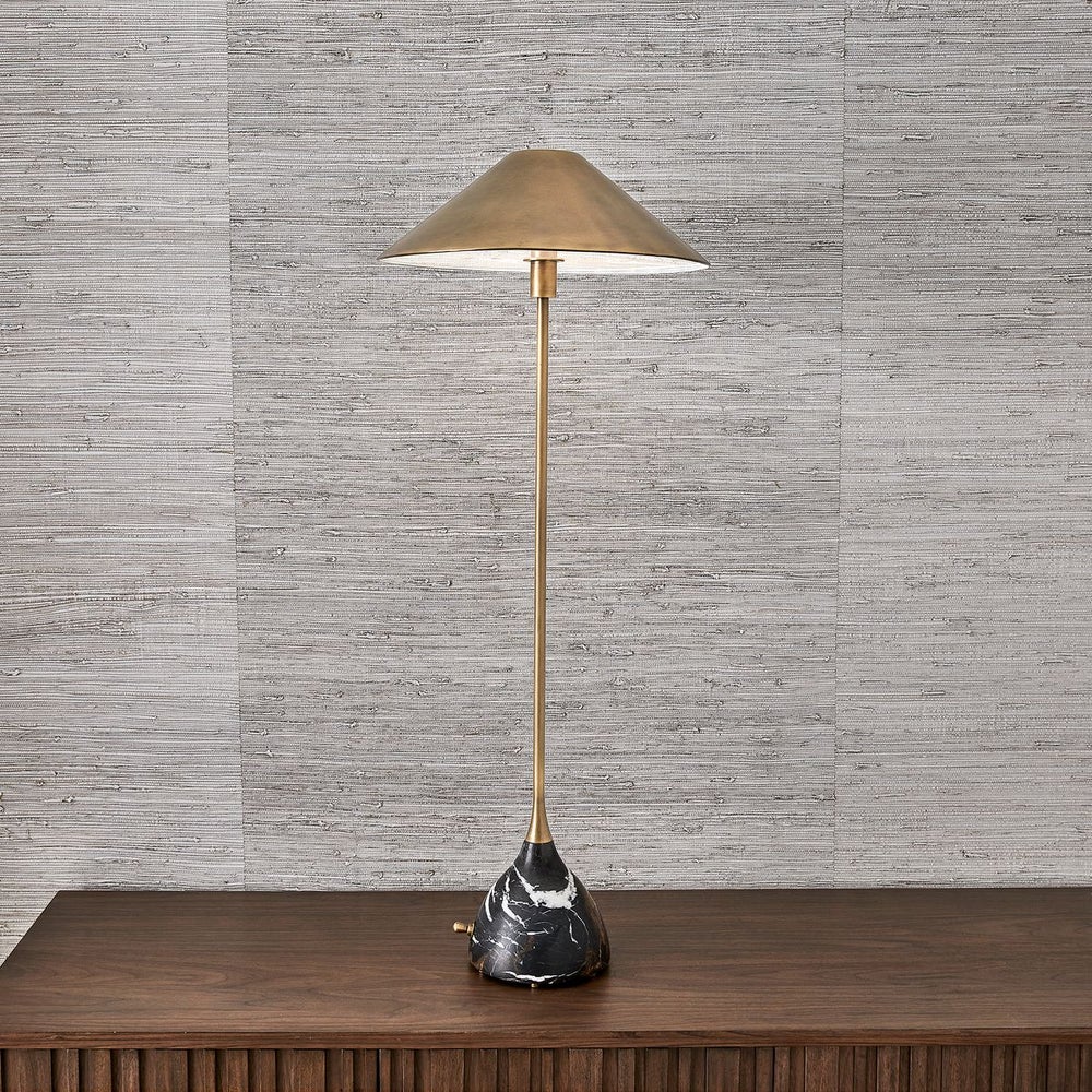 Marble and Brass Buffet Lamp with Metal Shade