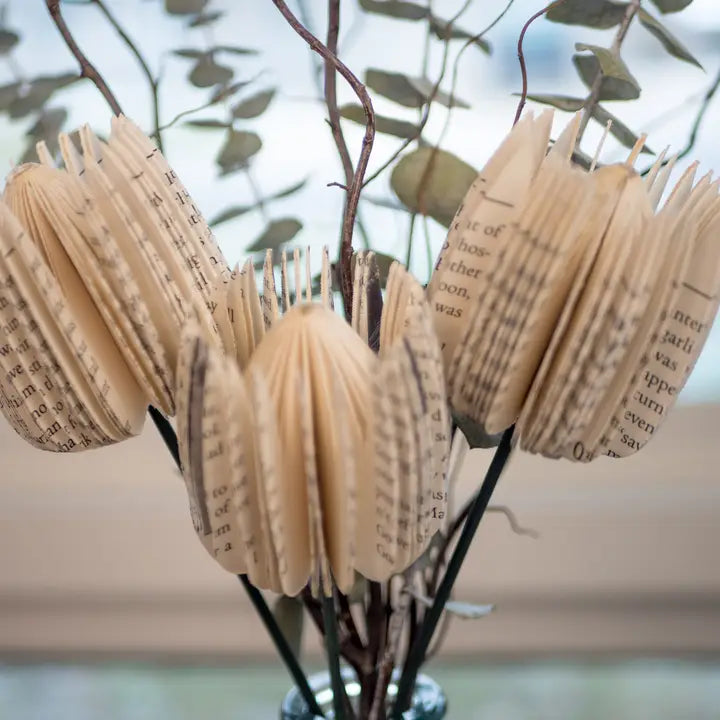 Used Book Paper Tulip Stems