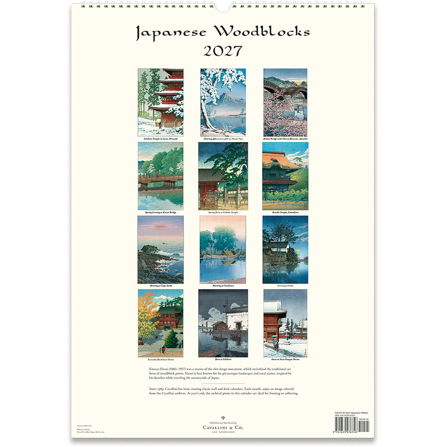 Japanese Woodblock  2027 Wall Calendar