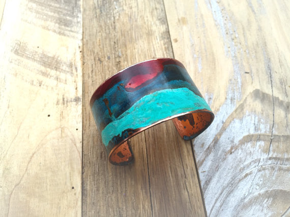 Purple & Mix Verdigris Cuff 1.25"