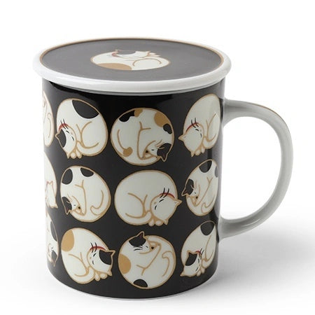 Black Sleepy Cat 8 Oz. Lidded Mug