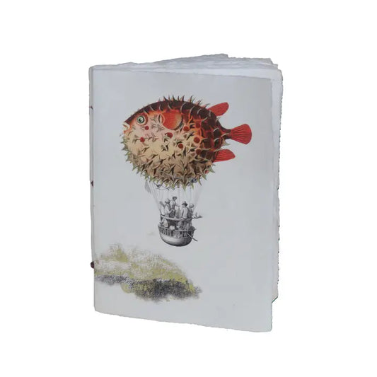 Surreal Hot Air Balloon and Fish Parchment Paper Notebook