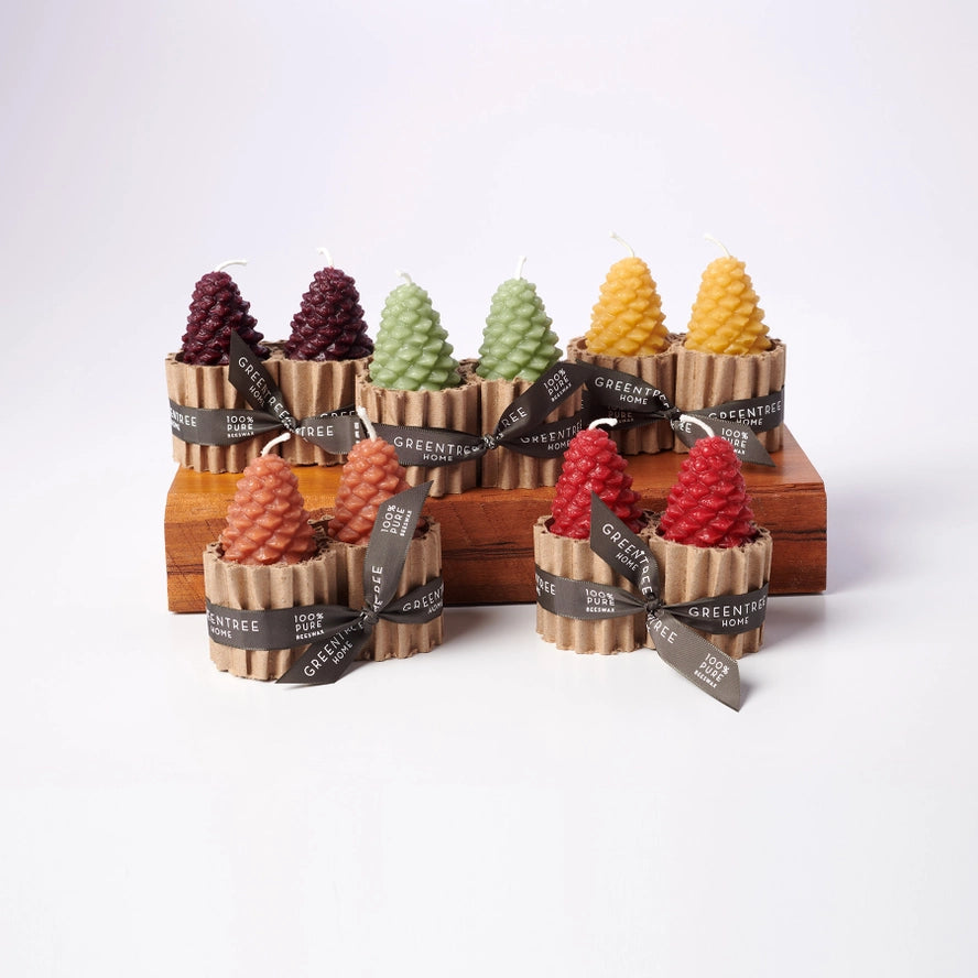 Goldenrod Pair Pine Cone Candles