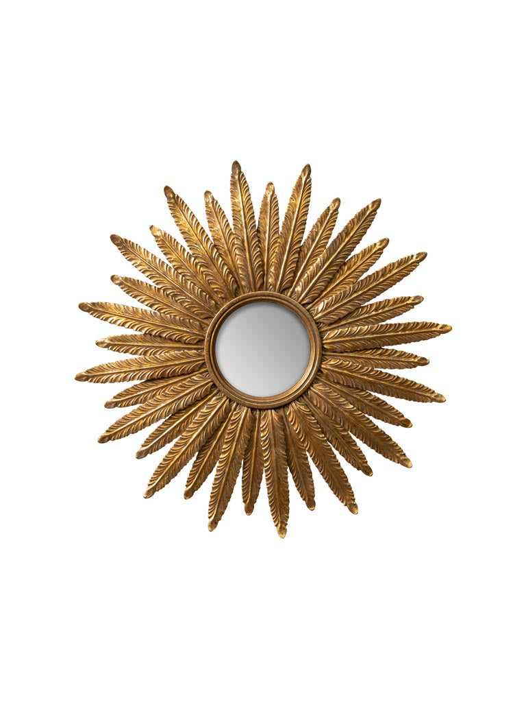 Convex mirror golden feathers