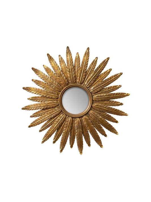 Convex mirror golden feathers