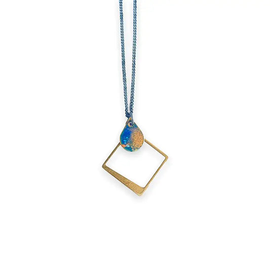 Diamond + Teardrop Brass Carina Necklace