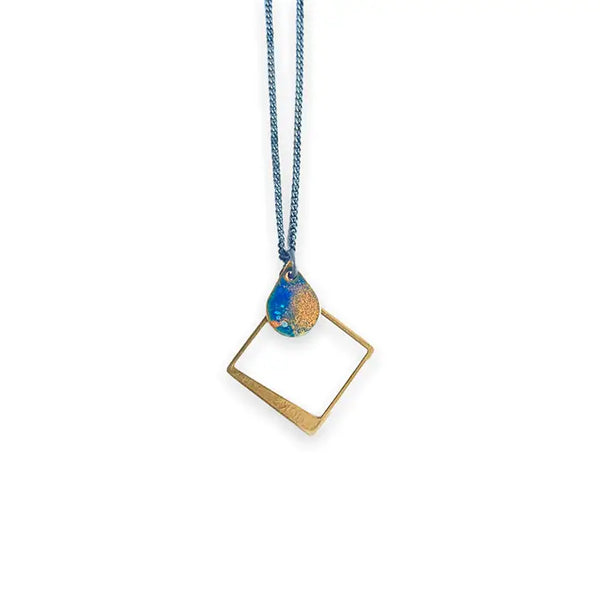 Diamond + Teardrop Brass Carina Necklace