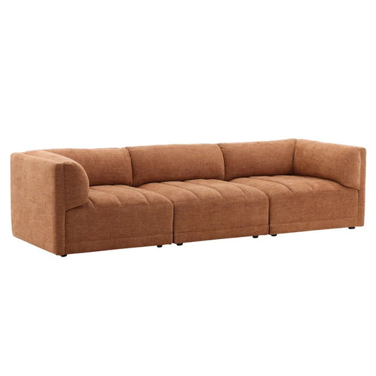 3 Piece Long Sofa with Channeled Seats