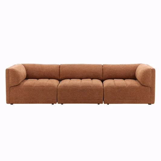 3 Piece Long Sofa with Channeled Seats