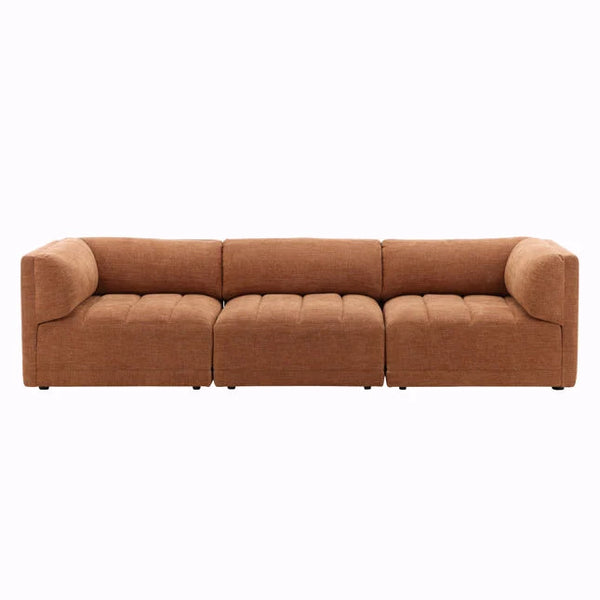 3 Piece Long Sofa with Channeled Seats