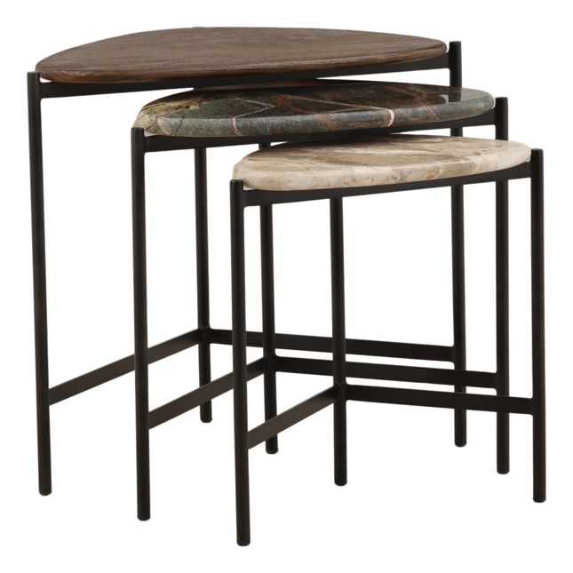 Marble and Mango Wood Set of 3 Nesting Tables