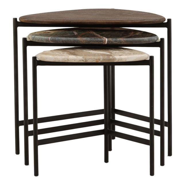 Marble and Mango Wood Set of 3 Nesting Tables