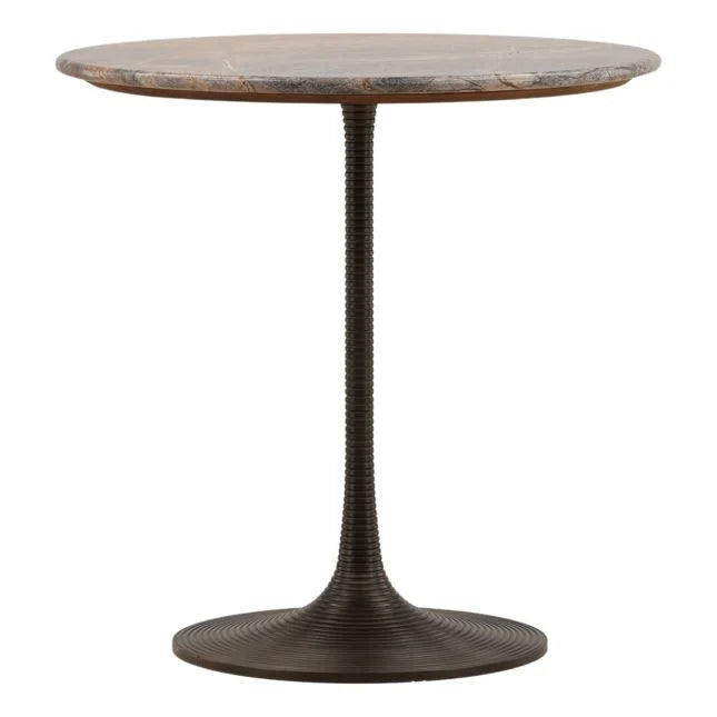 Bidasar Marble and Ribbed Iron Bistro Table