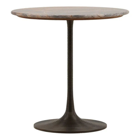 Bidasar Marble and Ribbed Iron Bistro Table