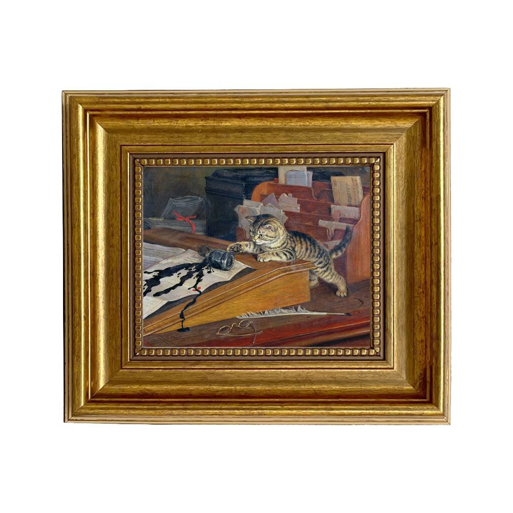 Cat Spills Ink Painting Print on Canvas Wall Art