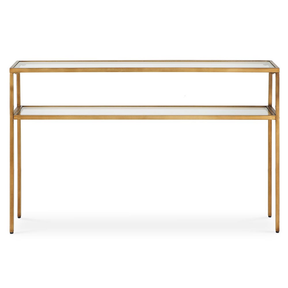 Gold and Glass Long Narrow Console