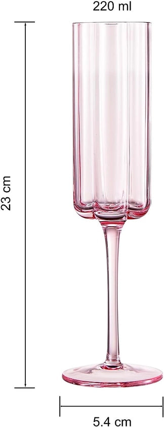 Set of Two Pink Flower Champagne Flutes