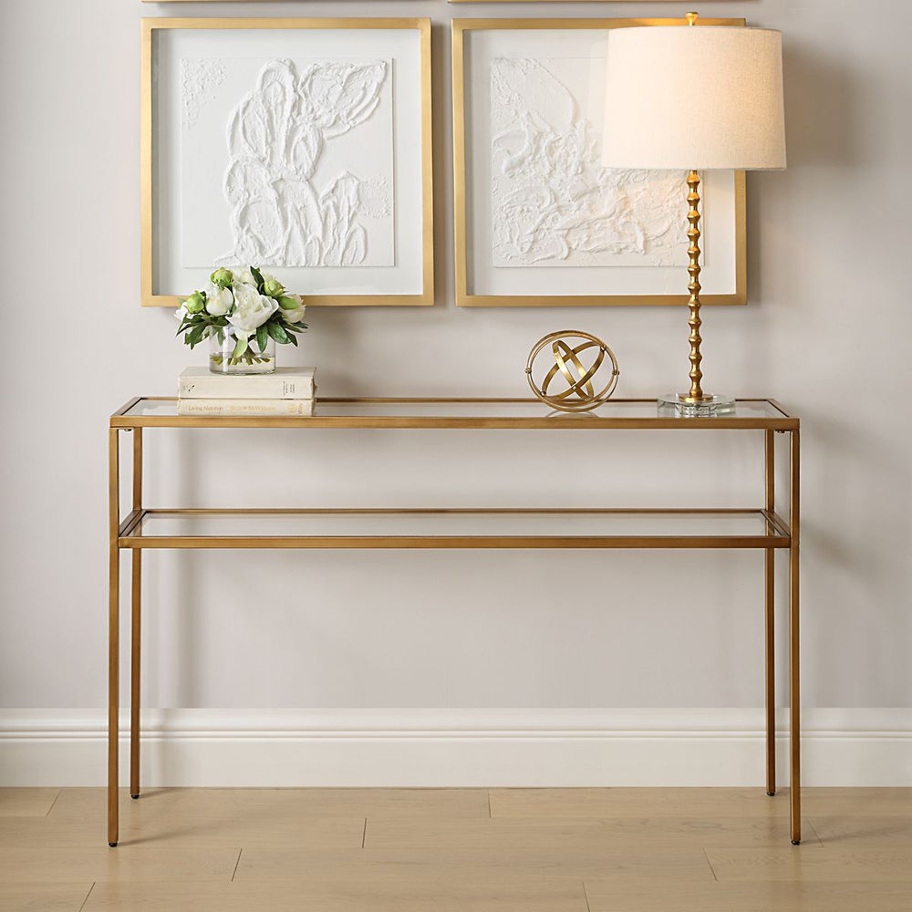 Gold and Glass Long Narrow Console