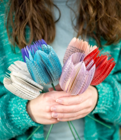 Used Book Paper Tulip Stems