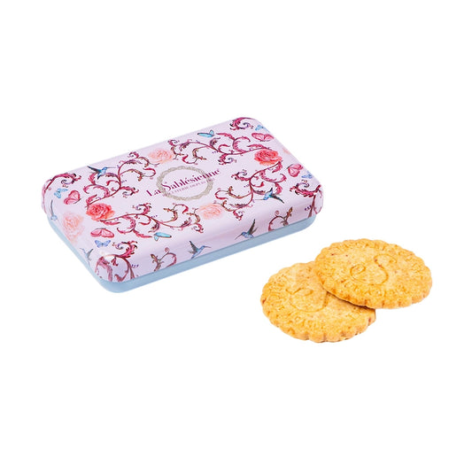 L'Oiseau Bleu Raspberry Chip Shortbread Mini Tin