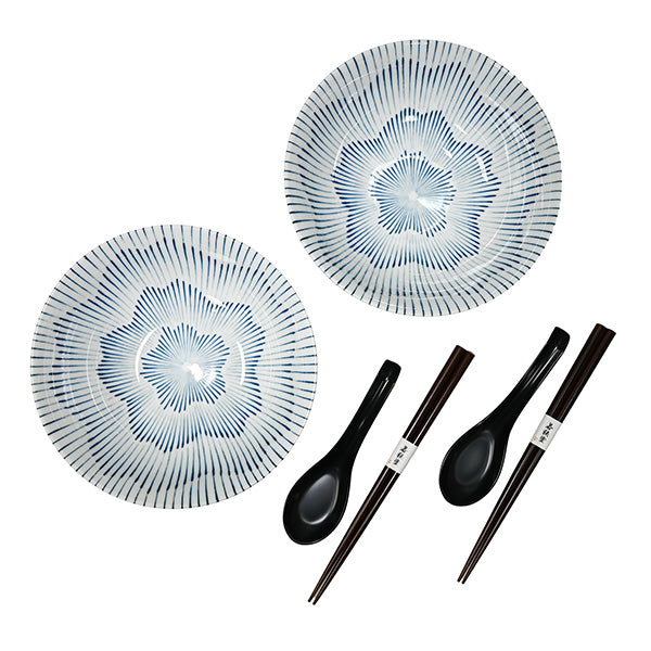 36oz 7.75"Dx3"H 2PC BOWL SET W/CHOPS/SPOONS