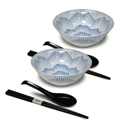 36oz 7.75"Dx3"H 2PC BOWL SET W/CHOPS/SPOONS